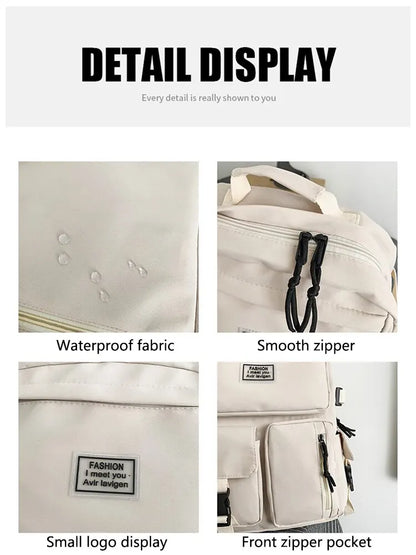 Backpack Large Capacity Light Simple Travel Bag Canvas Backpack Student School Bag Nylon Student Zipper Backpack