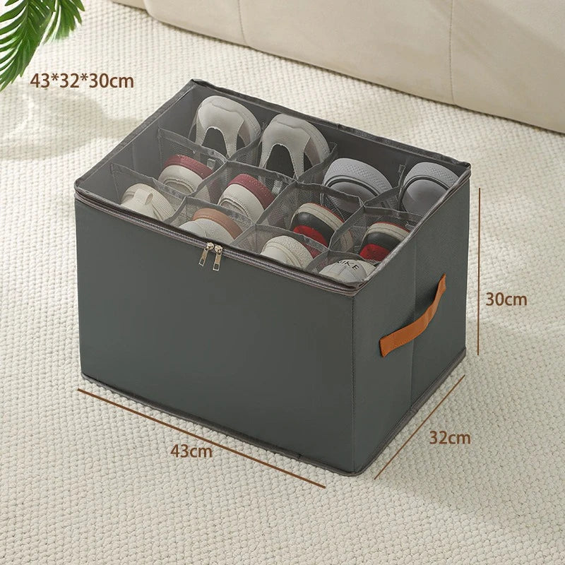 Foldable  Shoe Organizer with Lid Dustproof Storage Box for Shoes Clothes Accessories Home Organization Box