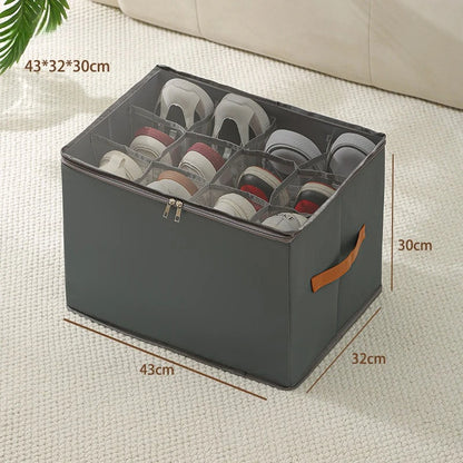 Foldable  Shoe Organizer with Lid Dustproof Storage Box for Shoes Clothes Accessories Home Organization Box