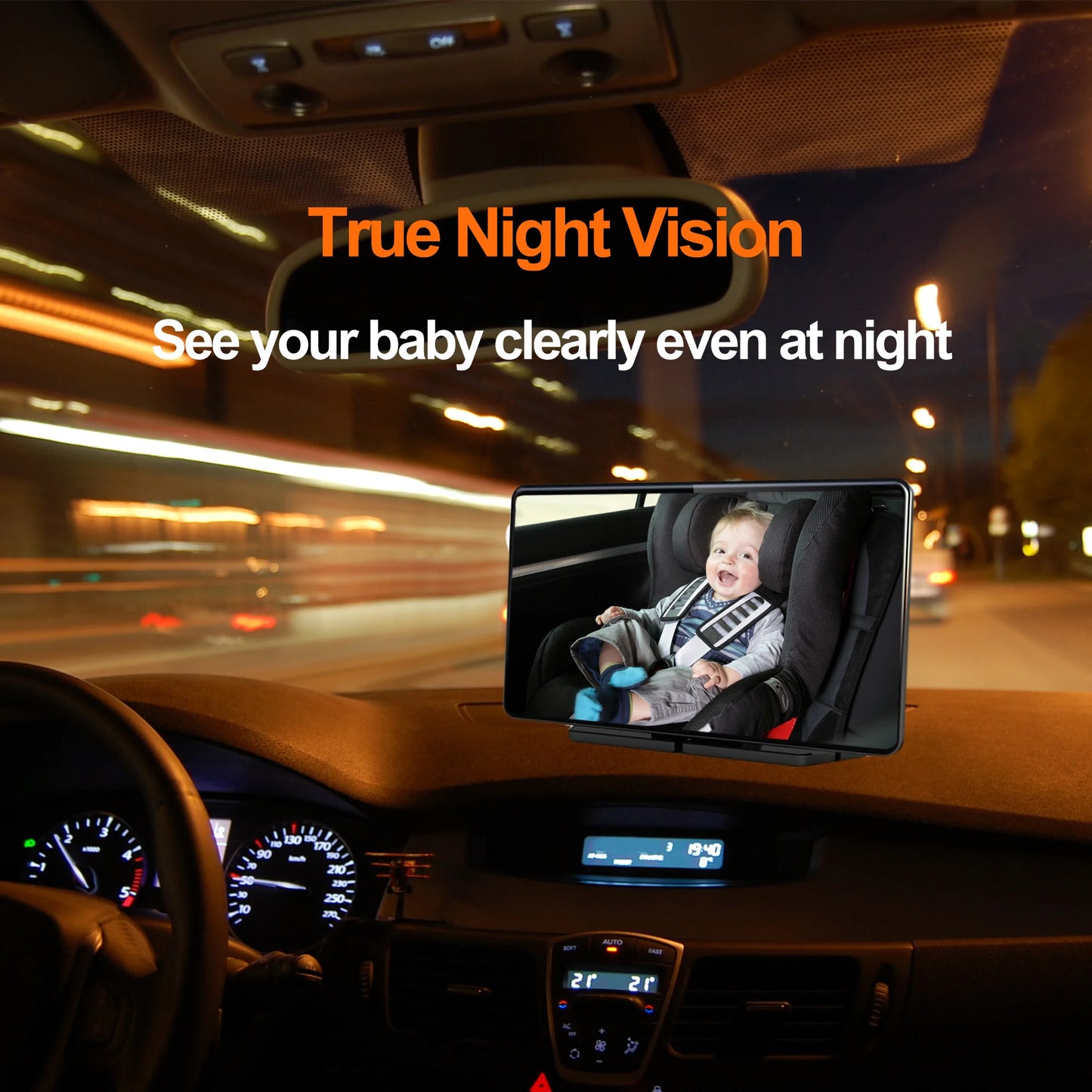 BEPOCAM 7'' Touch Screen Car Rear View Monitor 2K Baby Car Mirror Adjustable View Angle for Infants Kids Pets with Night Vision