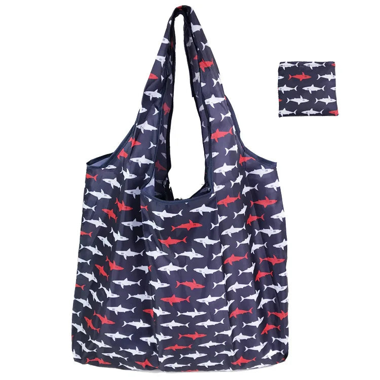 Large Reusable Shopping Bag Women's Foldable Floral Environmentally Friendly Portable Tote Bag Grocery Storage Bag
