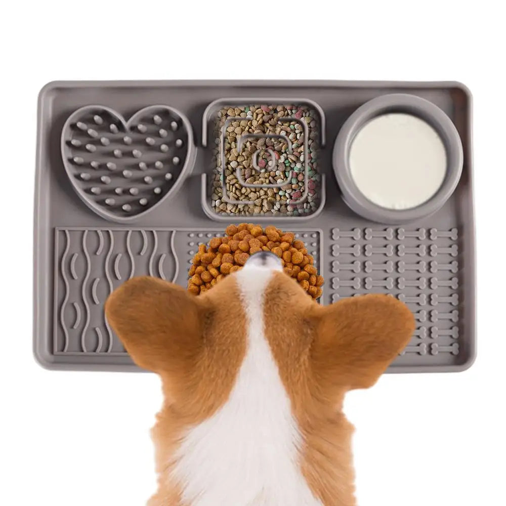 6 In1 Pet Licking Pads Silicone Dog Food Mat Non-slip Slow Feeder Bowl Interactive Puzzle Toy For Boredom Relief Enhance Sensory
