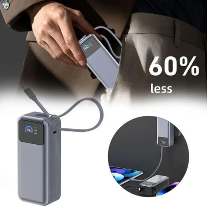 AC Plug GaN Power Bank 10,000mAh Mobile Power Supply 65W Type-C Fast Charging 3 IN 1 Wall Charger For Laptops Mobile Phones