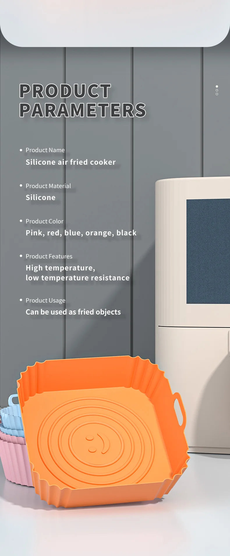 Silicone Air Fryer Liners Round Reusable Airfryer Basket Easy to Clean Air Fryers Silicone Pot Baking Tray Oven Accessories