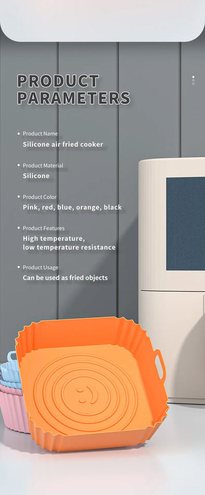 Silicone Air Fryer Liners Round Reusable Airfryer Basket Easy to Clean Air Fryers Silicone Pot Baking Tray Oven Accessories