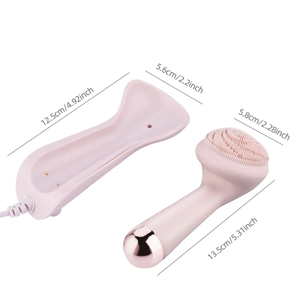 Electric Silicone Facial Brush Cleaner Vibration Roller Massage Pore Cleansing Instrument Waterproof Rechargeable Beauty Tool