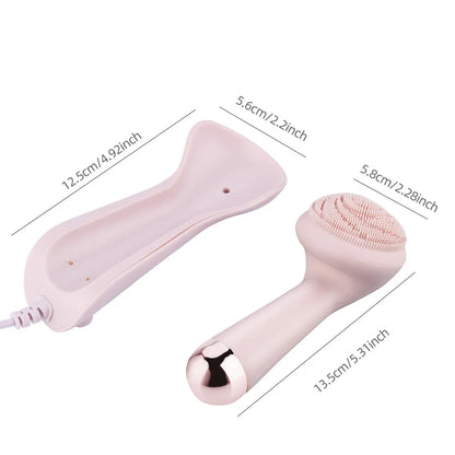 Electric Silicone Facial Brush Cleaner Vibration Roller Massage Pore Cleansing Instrument Waterproof Rechargeable Beauty Tool