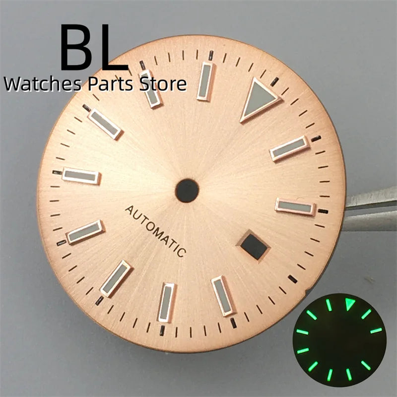 BLIGER 24.5mm Watch Dial Hand Set Sunburst Gray Rose White Mother Pearl Dial Roman Diamond Index Fit NH05 Movement Women Watches