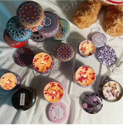 Scented Candle Set Gift Islamic Arabian Pattern Fragrance Candle Jar DIY Smokeless Couples Jasmine Rose Romantic Incense Candles