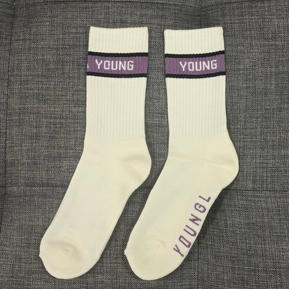 Young Sports Socks Gym Hombre Long Socks 4-Pairs High Top Socks Unisex Fitness Workout Sock Soft Comfort Breathable Street Style