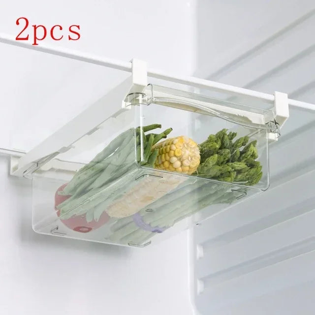 1/2pcs Fridge Organizer Fruit Egg Refrigerator Storage Box Under-shelf  Drawer  Fresh-keeping  Kitchen Fridge Organizer