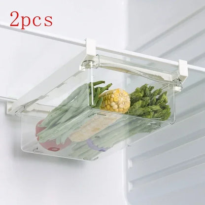 1/2pcs Fridge Organizer Fruit Egg Refrigerator Storage Box Under-shelf  Drawer  Fresh-keeping  Kitchen Fridge Organizer