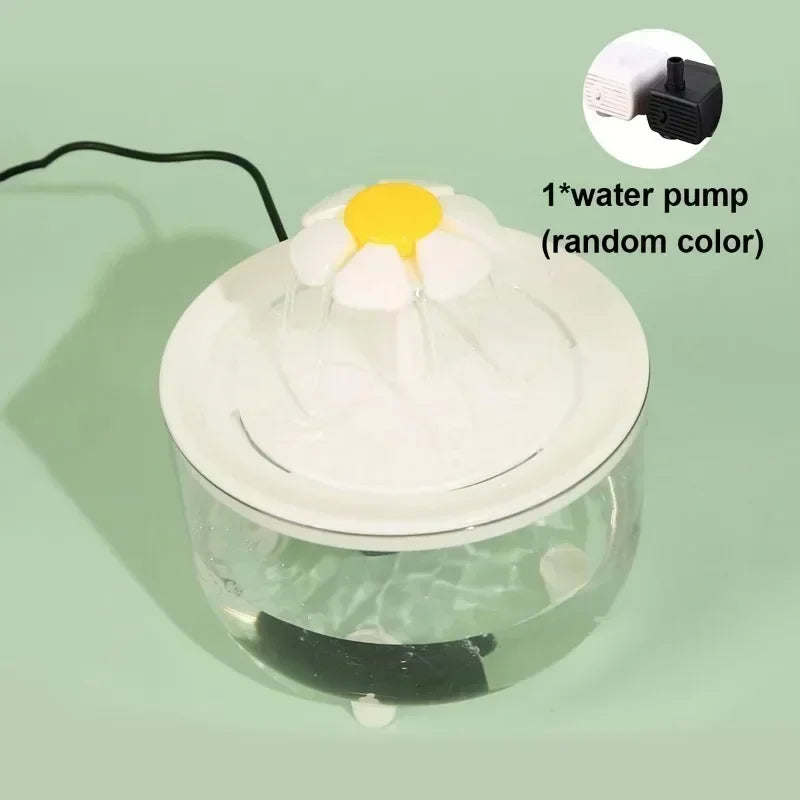 Transparent Flower Pet Water Dispenser - USB-Powered Automatic Circulating Cat Water Fountain