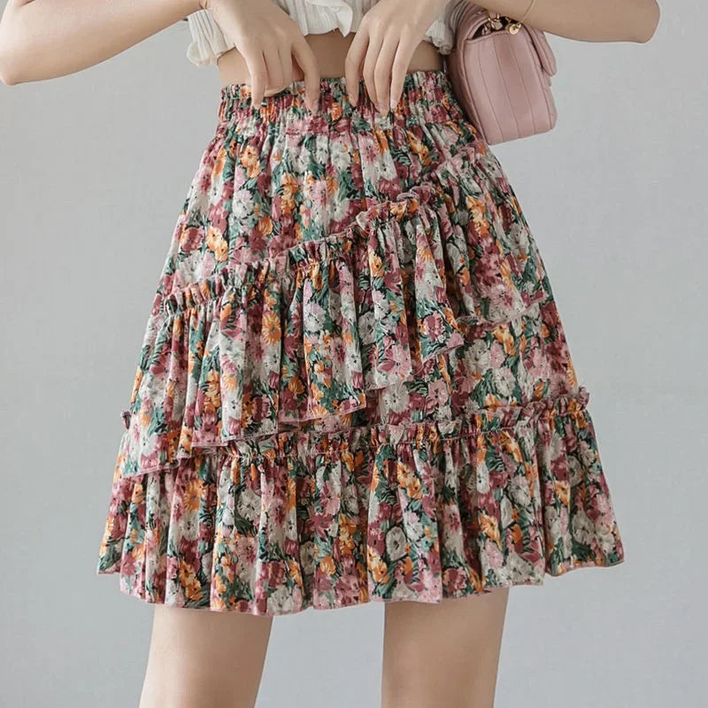 Skirts for Women Pleat Chiffon Womens Skirt Dots Clothing Mini Pleated Ruffle Short White Modest Aesthetic Harajuku A Line Cheap