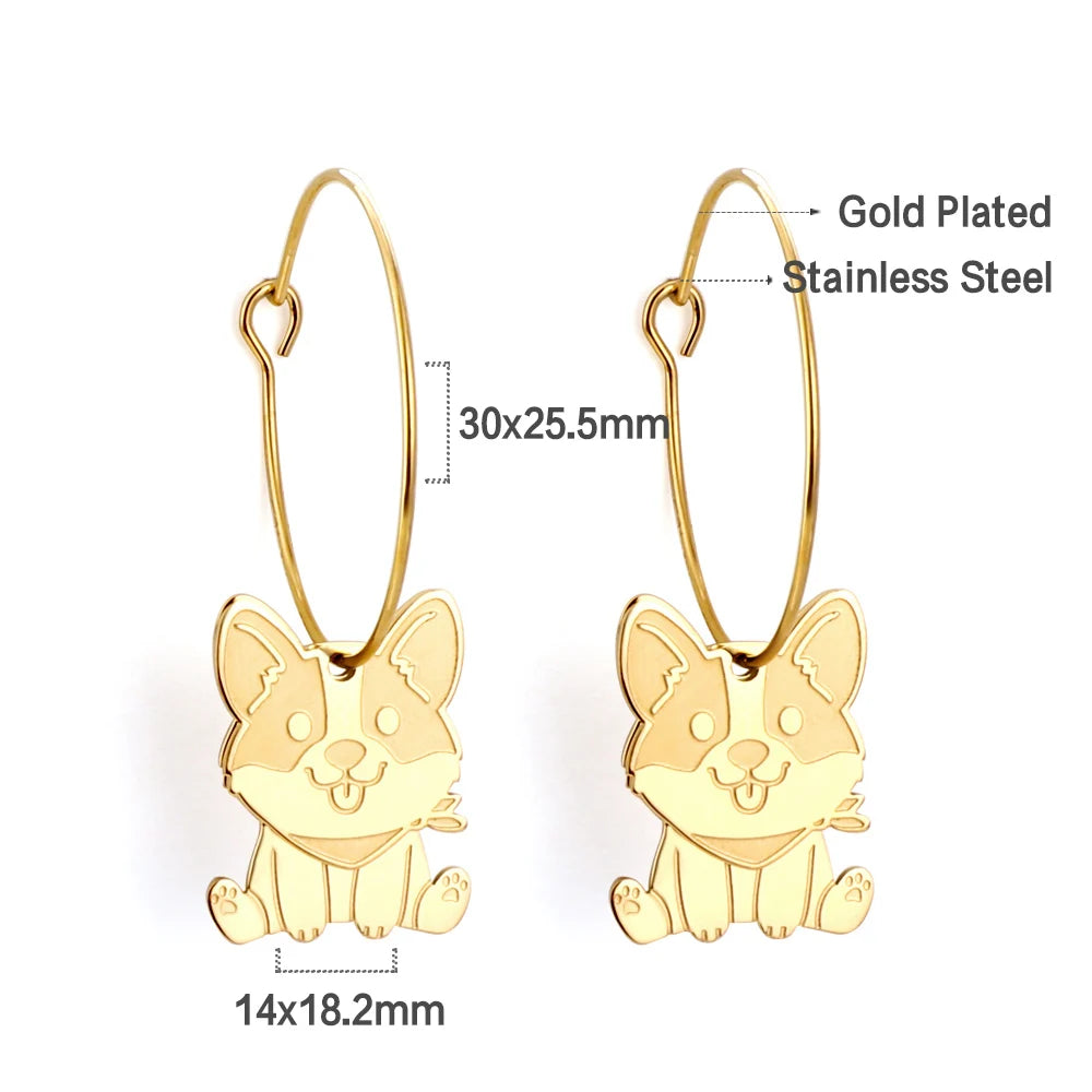 LUXUSTEEL Golden Heart style Women's Hoop Earrings Stainless Steel Female Earring Flower Star Drop Ear ring Jewelry Gifts