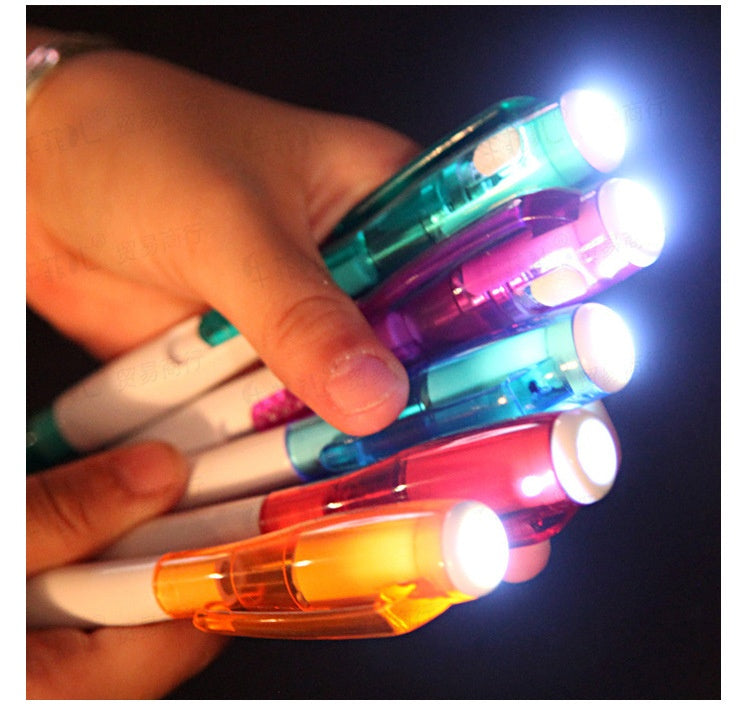 4pcs Funny Stationary Toy for Children Ballpoint Ball Point Pen Led Flashlight Torch