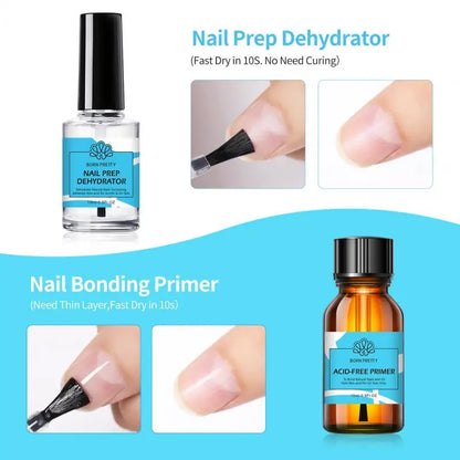 BORN PRETTY 15ml Nail Primer Nail Prep Dehydrate Base Top Coat Gel Nail Polish No Need Of UV LED Lamp Nail Art Varnish Manicure