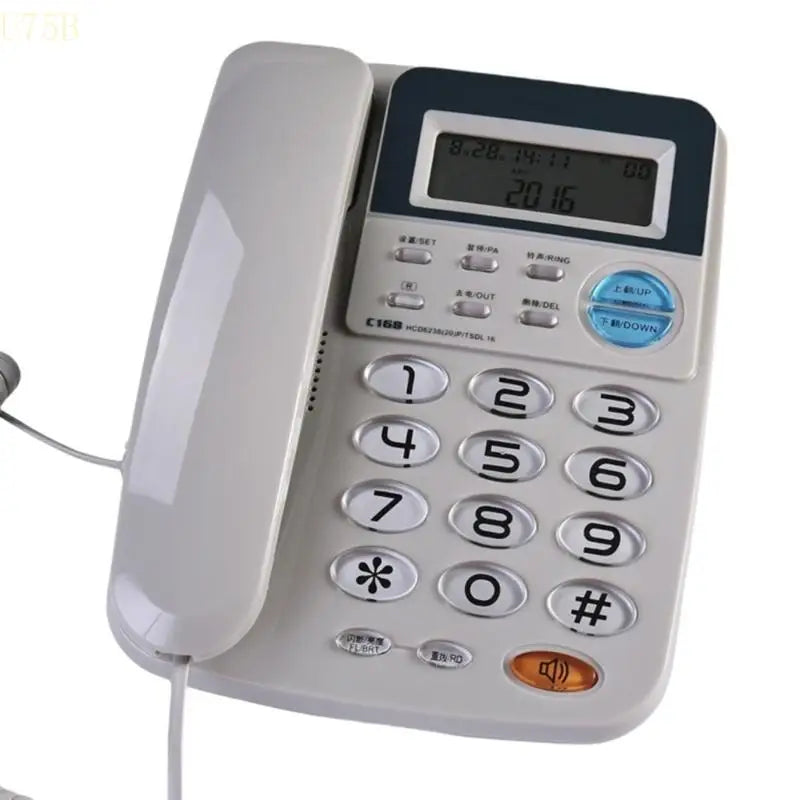 U75B C168 Office Telephone Hotel Fixed Line Phone No Need Battery Double Interfaces Corded Telephone 24 Selectable Ringtones