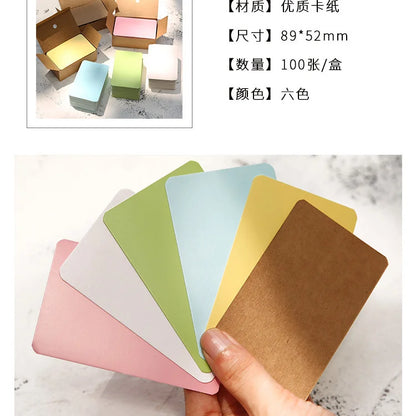 100pcs/box Kraft paper card color blank business card message thank you card writing card label bookmark learning card