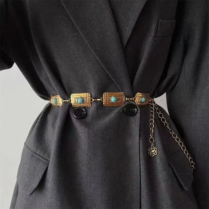 Fashion Retro Metal Accessories Fedora Belt Accessories Men Women Hats Straw Hat Accessories Belt Chain Decoration