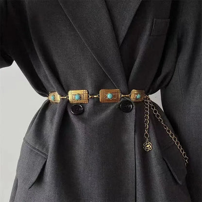 Fashion Retro Metal Accessories Fedora Belt Accessories Men Women Hats Straw Hat Accessories Belt Chain Decoration