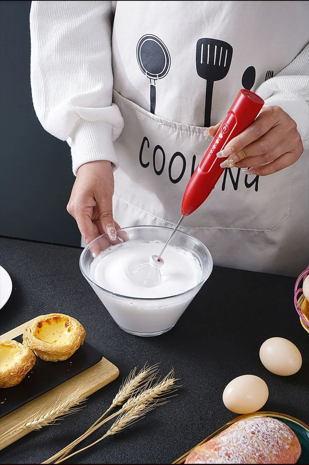 Electric Foamer Mixer Whisk Beater Stirrer 3-Speeds Coffee Milk Drink Frother USB Rechargeable Handheld Food Blender Whisk