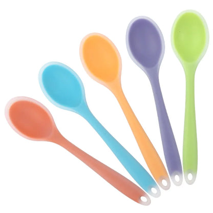 Silicone Spoon Integrated Rice Spoon Multicolor Silica Gel Salad Spoon Cake Baking Spoon Kitchen Cooking Spoon Kitchen Tools