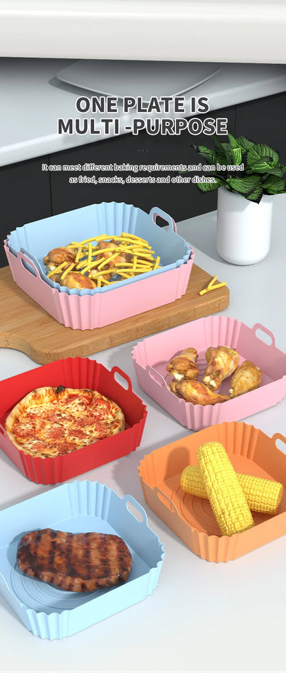 Silicone Air Fryer Liners Round Reusable Airfryer Basket Easy to Clean Air Fryers Silicone Pot Baking Tray Oven Accessories