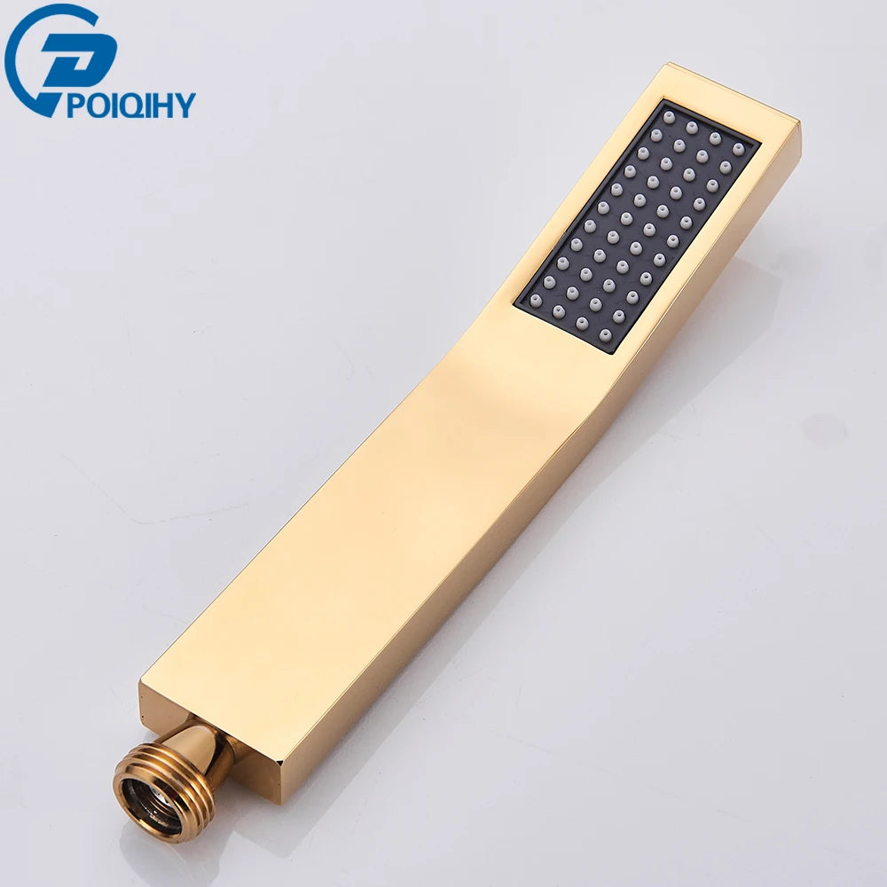 Brass Hand Held Shower Head Black Golden Handshower Head 100% Copper Head Faucet Accessory Single Function Shower Head