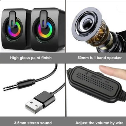 Computer Speakers Definition Sound Quality 3D Surround USB Wired with LED Light for Speakers Computer