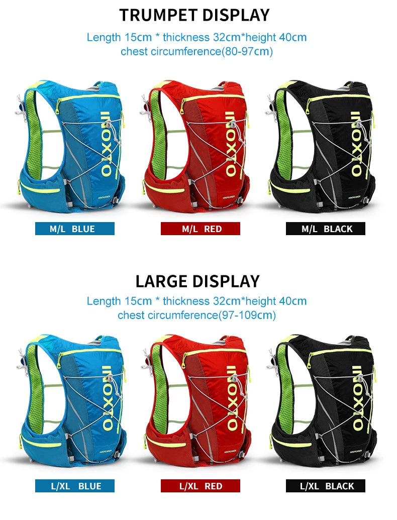 running hydrating vest backpack 8L, cycling hydrating backpack hiking marathon hydrating, with 1.5L water bag 500ml water bottle