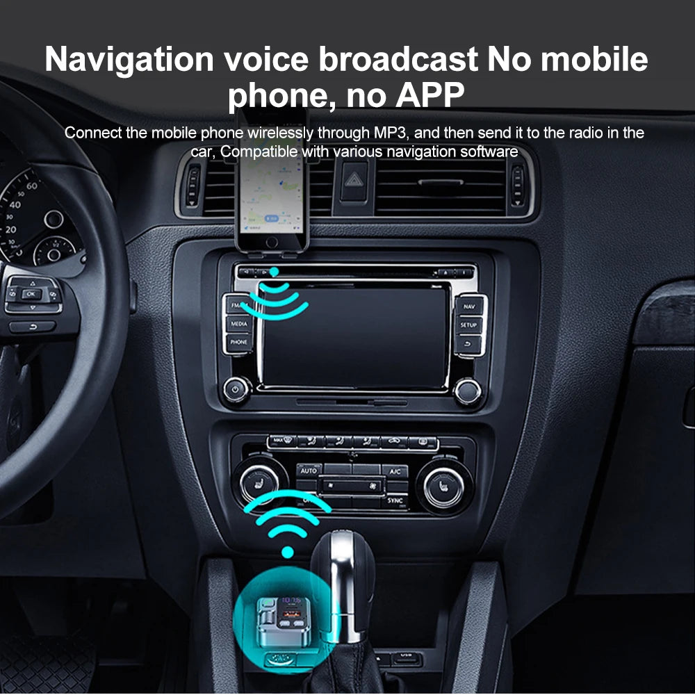 Bluetooth 5.1 Car FM Transmitter Car MP3 Stereo Music Player Handsfree 3.5mm Aux Wireless Car Kit 30W PD USB-C Fast Charger
