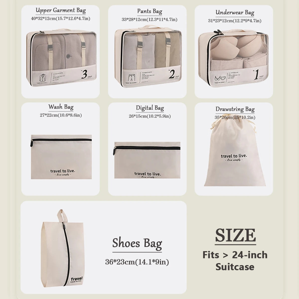 4Pcs/Set Travel Compression Bag Luggage Organizer Travel Pouch Packing Cubes for Travel Bag Organizer Travel Storage Bag