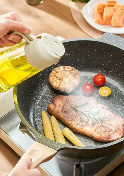 2in1 500ml Plastic Spray Oil Sprayer Bottle Spray Oil Dispenser Oil Jar Cruet BBQ Kitchen Baking Roasting Picnic Kitchen Tool