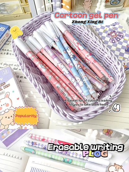 12PC 0.5mm Syringe Erasable Pen Korean Stationery Simple Kawaii Writing Pen Student Stationery Cultural and Educational Supplies