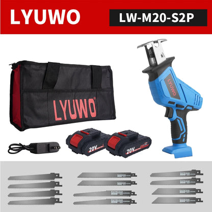 20V Rechargeable Reciprocating Saw Adjustable Speed Electric Saw Blade Saw Portable Wood Metal Cutting Chain Saw