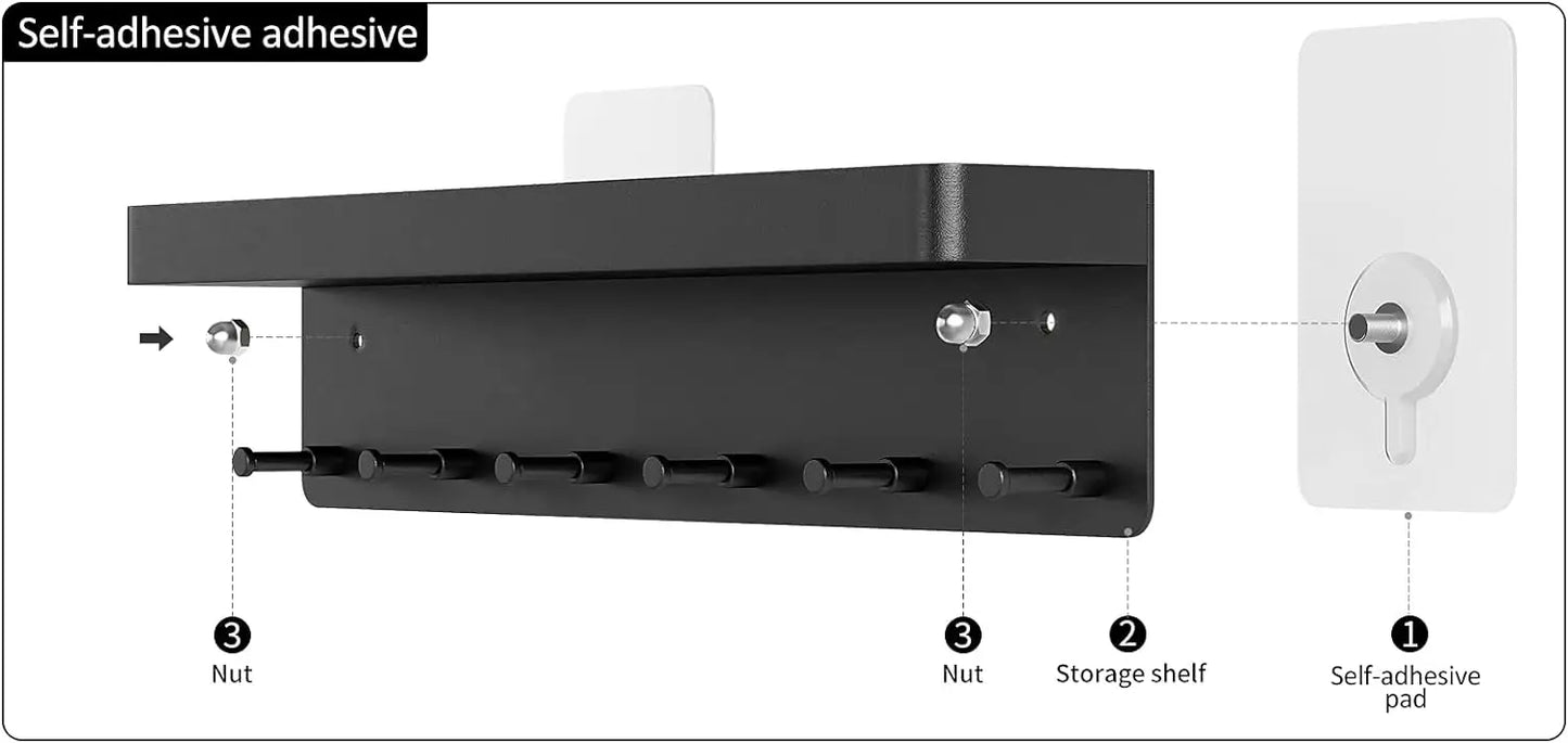 Key Holder Wall Mount Key Holder Wall Mount Adhesive with Mail Organizer Tray with 6 Key Hooks for Wall