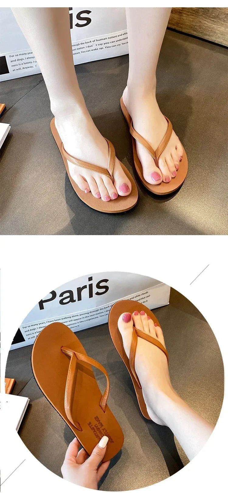 1Pair Flip-flops Women's Summer Slippers for Women Non-slip Ins Outdoor Casual Beach Sandal Women Fashion Outerwear Flip Flops
