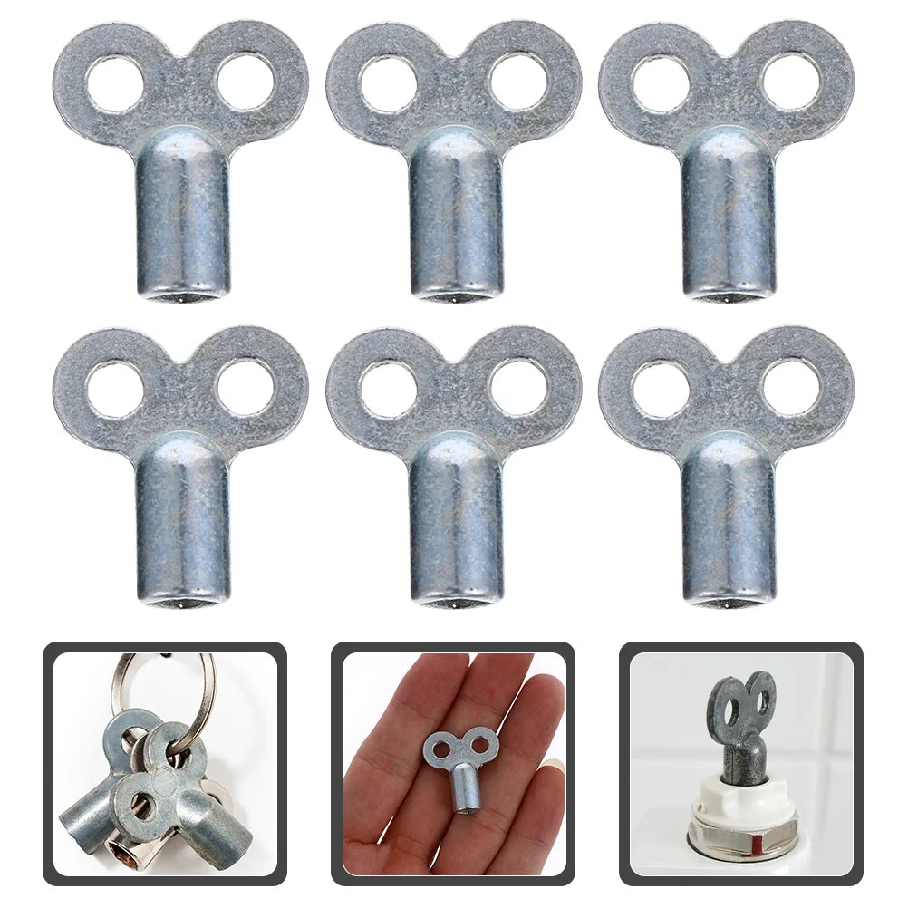 6pcs Radiator Valve Key Universal Bleed Key Faucet Key Heater Wrench Square Hole Key Gas Key Plumbers Tool Key Socket Keys Hand