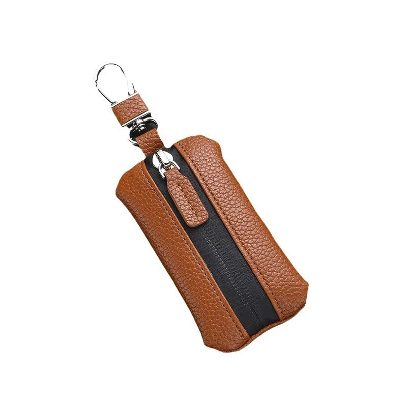 Unisex PU Leather Key Case for Car Key Wallet Pocket Key Holder Organizer Pouch Key Organizer Large Capacity Zipper Key Bag