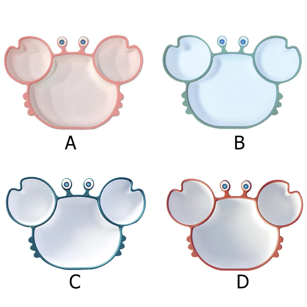 Baby Bowls Plates Spoons Silicone Suction Feeding Food Tableware BPA Free Non-Slip Baby Dishes Crab Food Feeding Bowl for Kids