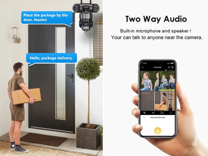 CCTV 3 Lens Video Surveillance Camera Wifi Network Camera 4G SIM Card Wireless 360 Monitor Outdoor Waterproof Security Cameras