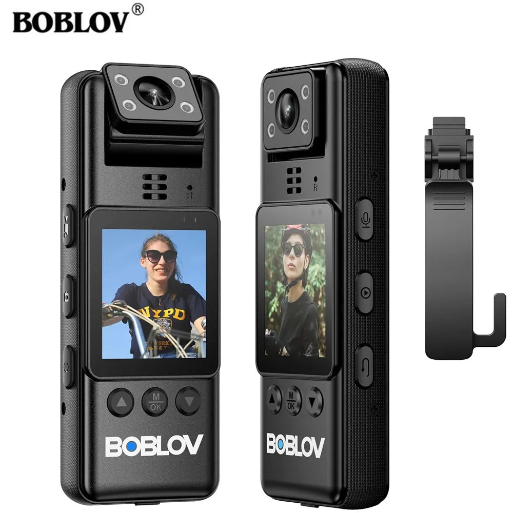 BOBLOV A23 Body Worn Camera 180° Rotatable Video Camera 9Hours Recording Night Vision 1080P Body Mounted Video Cameras