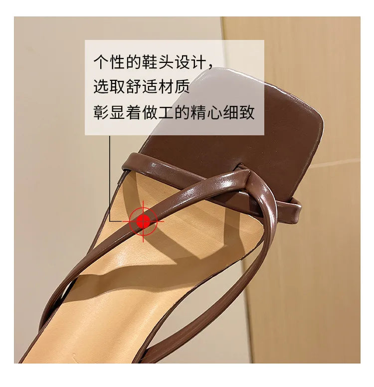 Flip-flops, Women Wear 2024 New Summer Half - Toe Sandals, Fashion Casual Mid-heel Chunky Sandals, Women's Shoes