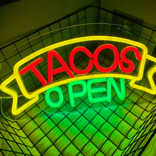 LED Tacos Sign for Business,Tacos Open Light for Restaurant Decor, LED Open Sign for  Electric Advertising Display Wall Decor
