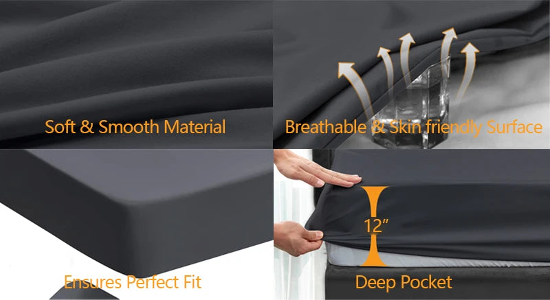 Waterproof Fitted Bed Sheet Comfortable Mattress Protector with Elastic Rubber Band Washable and Easy Care