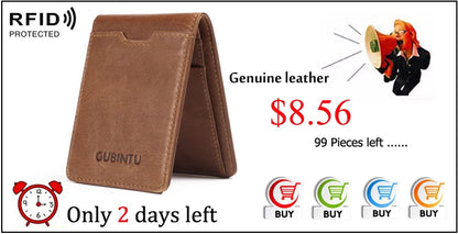 RFID Blocking Mini Men's Genuine Leather Wallet Slim Business Credit Card Holder Man Anti Theft Ultra Thin Purse For Male