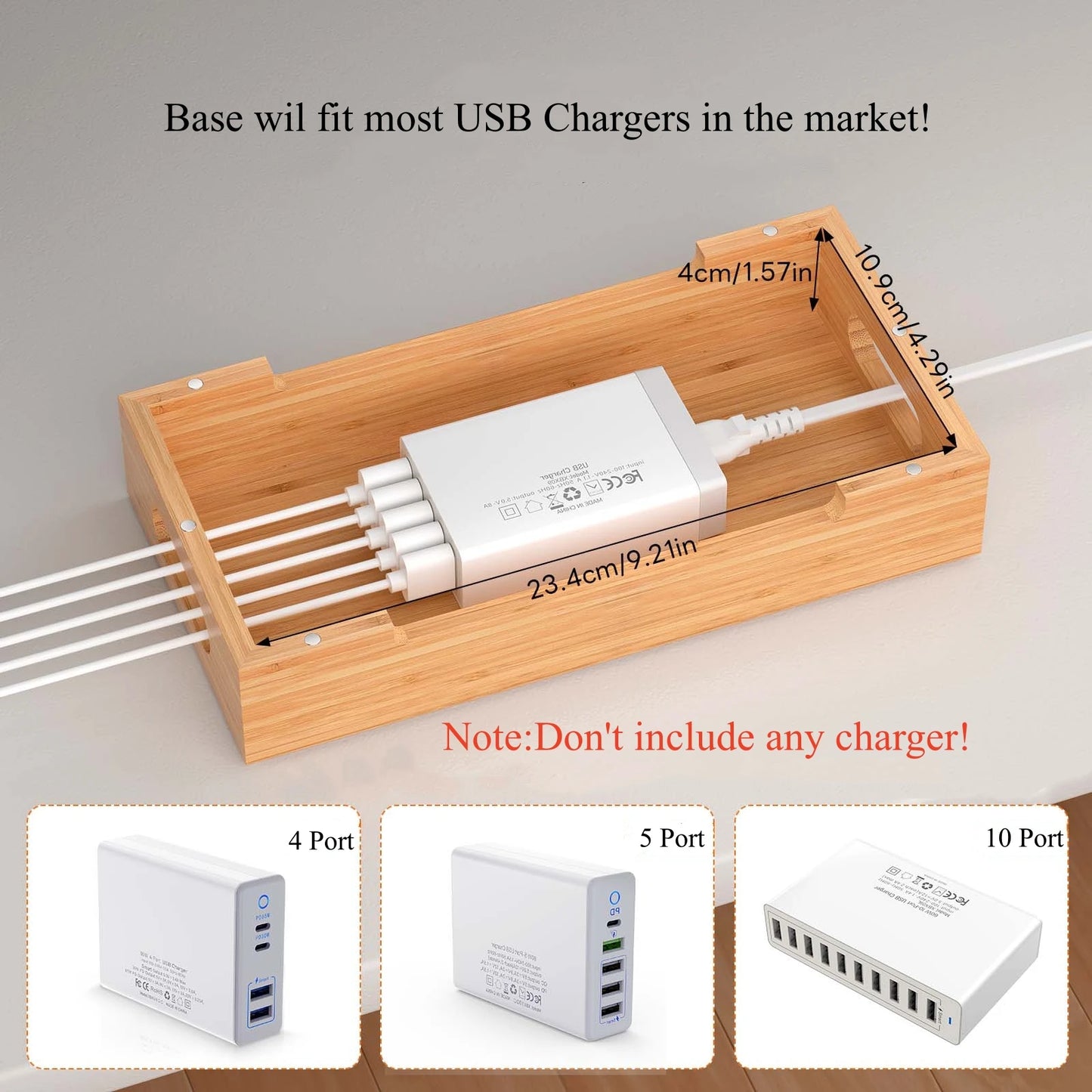 Bamboo Charging Station for Multiple Devices Desktop Docking Stations Holder for Cell Phone Tablet SmartWatch Earbuds Stand