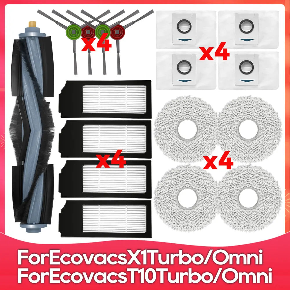 Compatible For ( Ecovacs X1 Turbo, X1 Omni, T10 Turbo, T10 Omni ) Main Side Brush Filter Mop Dust Bag Robot Vacuums Accessory