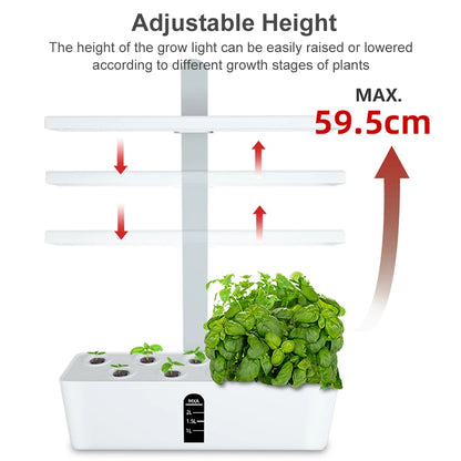 Smart Garden Hydroponics Growing System Indoor Herb Garden Kit Automatic Timing LED Grow Lights Water Pump for Home Flower Pots